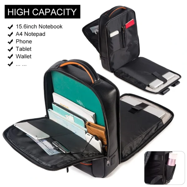 Spacious Luxury Black Leather Bag, Grab Now
