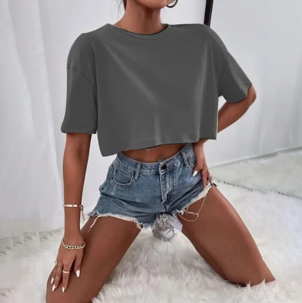 Luxury Gray Women Crop Top, Grab Now!